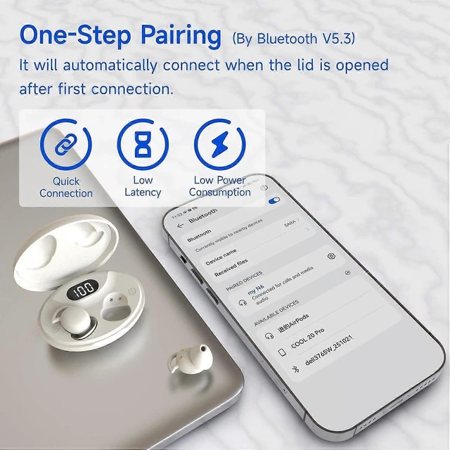 Alt view image 9 of 10 - Beige Invisible Sleep Earbuds for Side Sleepers - Bluetooth 5.3, IPX6 Waterproof, Noise Blocking
