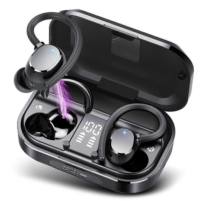 Alt view image 6 of 10 - Q22 Wireless Earbuds Bluetooth 5.3, 128H Playtime, IPX7 Waterproof Sports Headphones, Black