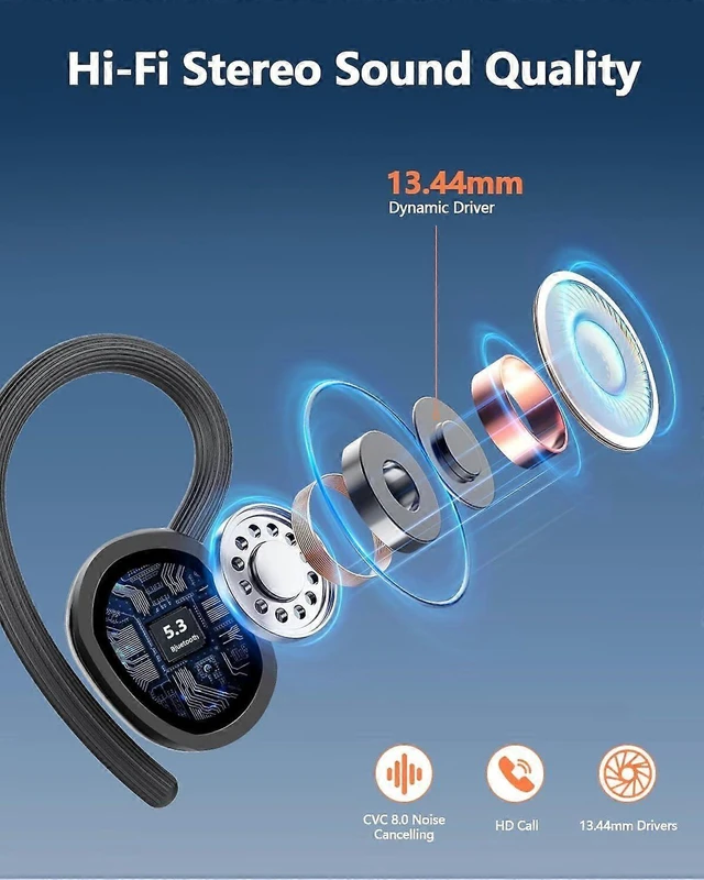Alt view image 9 of 10 - Q22 Wireless Earbuds Bluetooth 5.3, 128H Playtime, IPX7 Waterproof Sports Headphones, Black