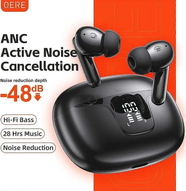 Alt view image 6 of 8 - Bluetooth 5.3 In-Ear Headphones with Active Noise Cancelling, 24H Playtime, Mic - White