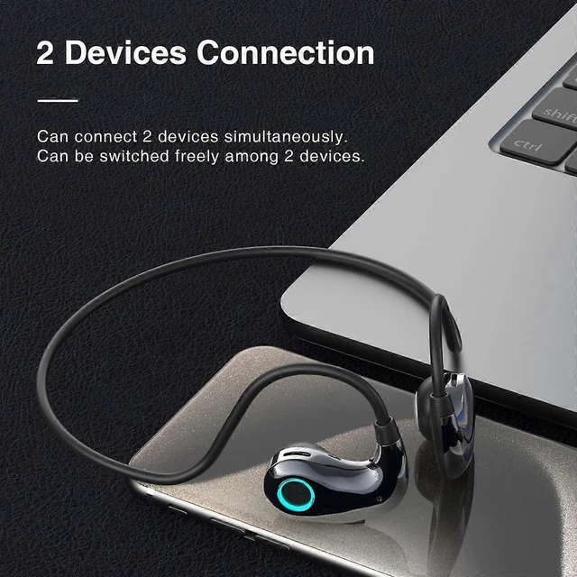 Alt view image 9 of 10 - Bluetooth 5.4 Open Ear Headphones - Bass Boost, IPX5 Sweatproof, Glasses Compatible (Black)