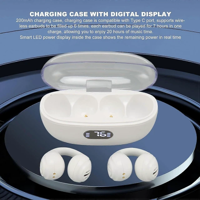 Alt view image 8 of 10 - Bluetooth 5.3 Open Ear Clip Headphones, Air Conduction Sport Earbuds with Charging Case, IPX4 Waterproof