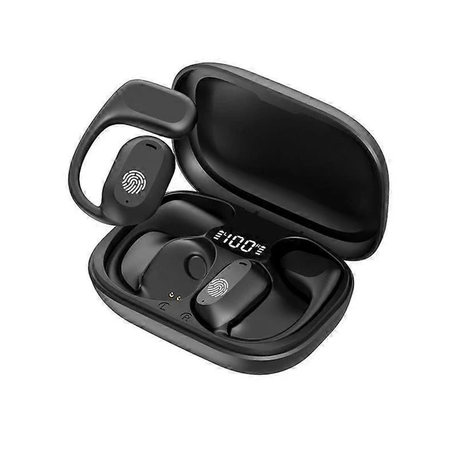 Alt view image 6 of 10 - Bluetooth 5.3 Open Ear Headphones with LED Display, 48H Battery for Running & Exercise (Black)