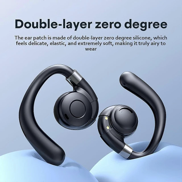 Alt view image 7 of 10 - Bluetooth 5.3 Open Ear Hook Headphones, IPX5 Waterproof, 15H Battery with Charging Case, Mic (Black)