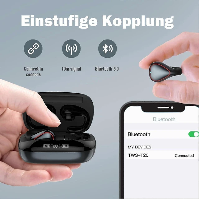Alt view image 9 of 10 - Open Ear Bluetooth Headphones for Small Ears, IP5 Waterproof Sports Earbuds with Mic & 200H Playtime