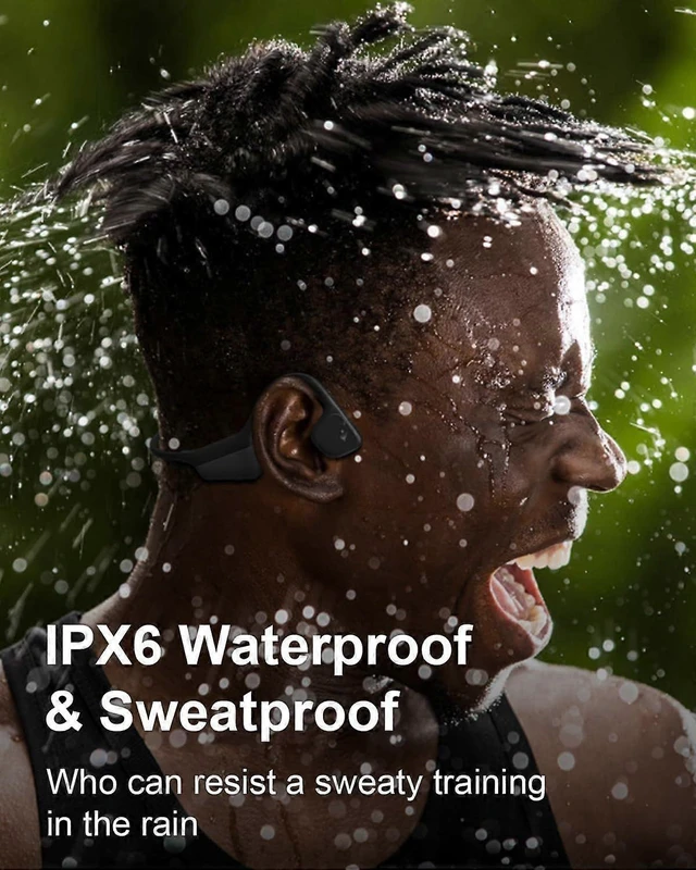 Alt view image 8 of 10 - Bluetooth 5.3 Bone Conduction Headphones, IPX6 Waterproof, 15H Playtime, Open-Ear Design for Running & Cycling (Black)