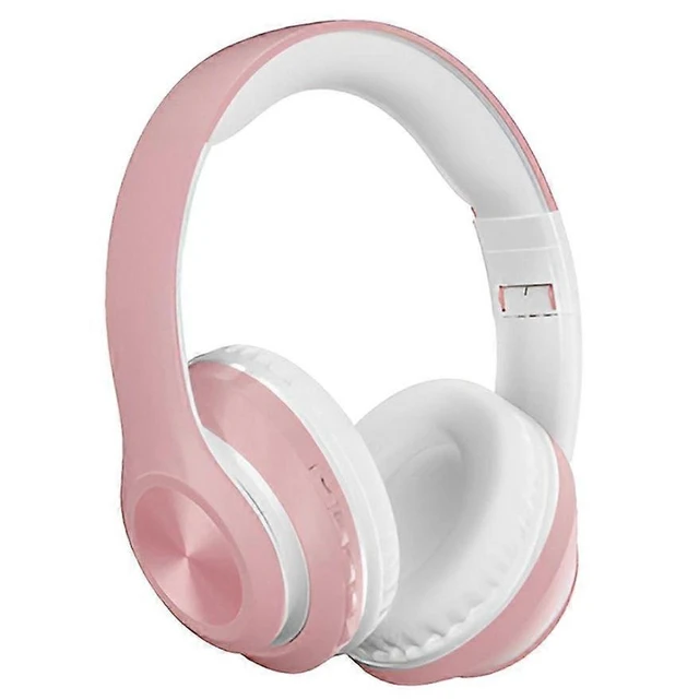 Alt view image 11 of 12 - Wireless Over-Ear Bluetooth Headphones with Microphone, HiFi Stereo, Foldable Lightweight Design - Pink