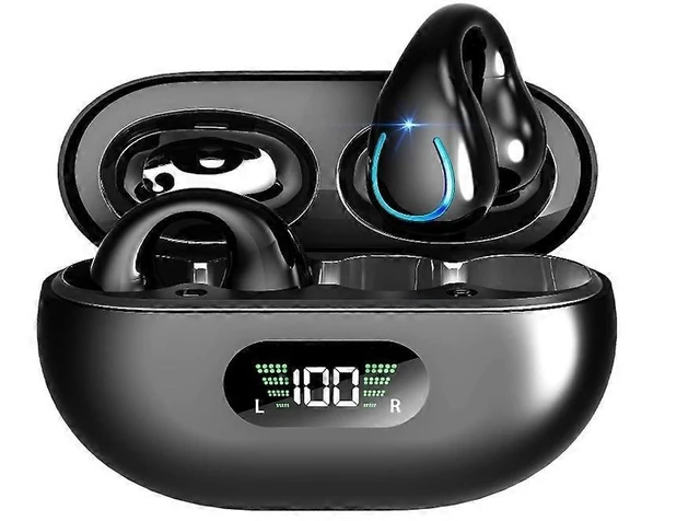 Alt view image 11 of 12 - Open Ear Clip Bluetooth Headphones, 30H Playtime Wireless Earbuds with Mic, Lightweight for Sports (Black)