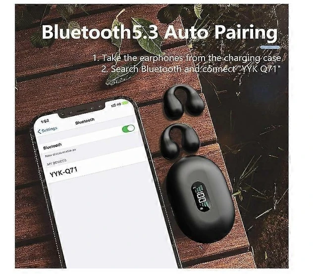 Alt view image 12 of 12 - Open Ear Clip Bluetooth Headphones, 30H Playtime Wireless Earbuds with Mic, Lightweight for Sports (Black)