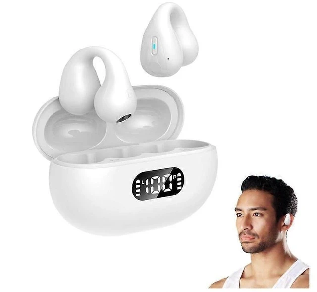 Alt view image 11 of 12 - Bluetooth 5.3 Bone Conduction Headphones, 24H Playback, IPX5 Waterproof Open-Ear Earbuds for Running Cycling (White)