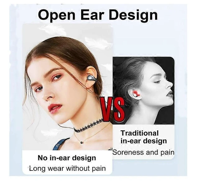 Alt view image 12 of 12 - Lightweight Wireless Bone Conduction Headphones for Small Ears, Open Ear Clip Design, 5H Playback, IPX Waterproof - Black