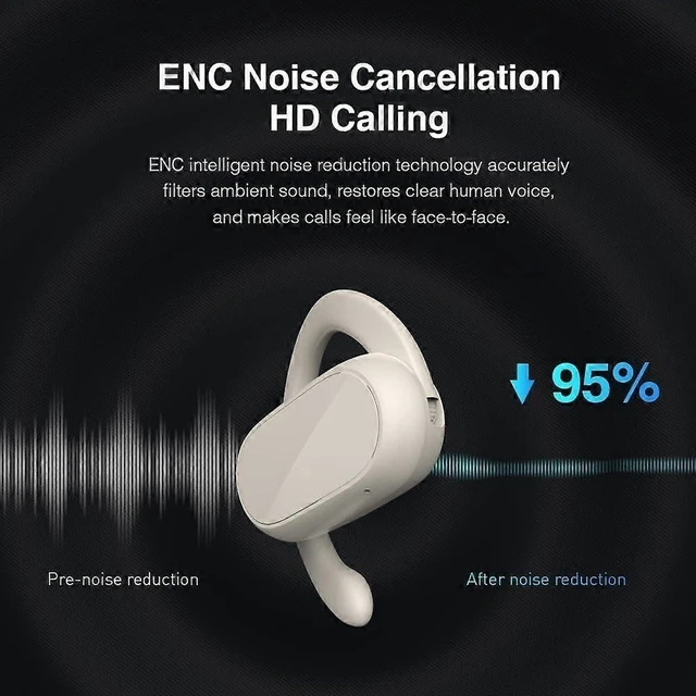 Alt view image 12 of 12 - DT4.0 Open Ear Headphones, Air Conduction Wireless Earbuds, 48H Play, IPX7 Waterproof, LED Display