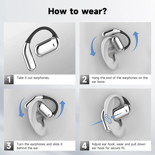 Alt view image 9 of 10 - Open Ear Bluetooth 5.4 Headphones, 50H Playtime Wireless Sport Earbuds with LED Display & Secure Ear Hooks