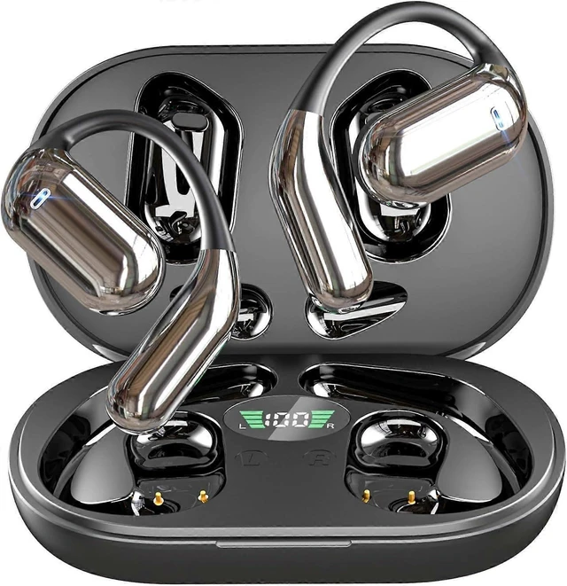 Alt view image 6 of 10 - Open Ear Bluetooth 5.4 Headphones, 50H Playtime Wireless Sport Earbuds with LED Display & Secure Ear Hooks