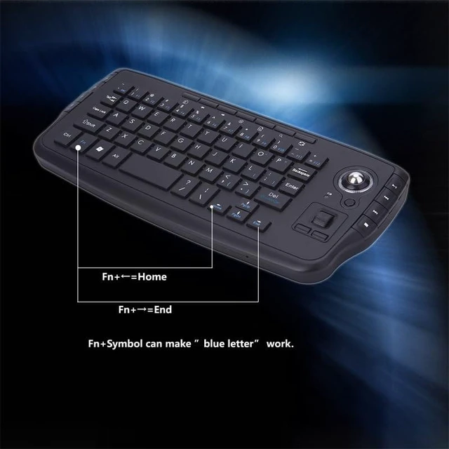 Alt view image 9 of 14 - Mini Ergonomic Keyboard Trackball Air Mouse 1200dpi Function TV 2.4G Wireless Keyboard with trackball Mouse Keyboartd Combo for Lapotp PC TV Remote Controller HTPC (Black)