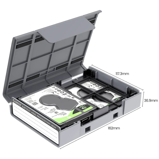 Alt view image 14 of 14 - 5-Pack Hard Drive Carrying Case Protective Box for 3.5/2.5 Inch SSD HDD Portable with Anti-Static,Shockproof and Dust Proof Travel Storage Bag-PHP25-5C