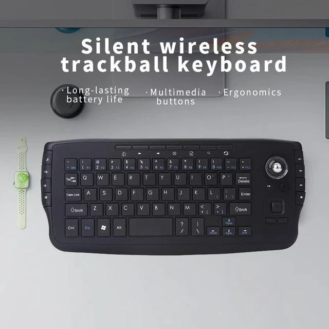 Alt view image 13 of 14 - Mini Ergonomic Keyboard Trackball Air Mouse 1200dpi Function TV 2.4G Wireless Keyboard with trackball Mouse Keyboartd Combo for Lapotp PC TV Remote Controller HTPC (Black)