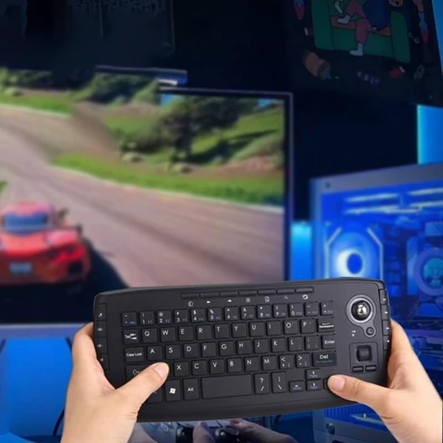 Alt view image 14 of 14 - Mini Ergonomic Keyboard Trackball Air Mouse 1200dpi Function TV 2.4G Wireless Keyboard with trackball Mouse Keyboartd Combo for Lapotp PC TV Remote Controller HTPC (Black)