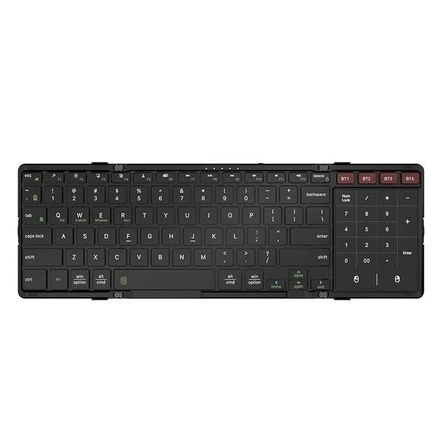 Alt view image 7 of 12 - Foldable Bluetooth Keyboard, 4-Channel Wireless, Multi-Device Rechargeable, Compatible with Windows, Mac, Android, iOS