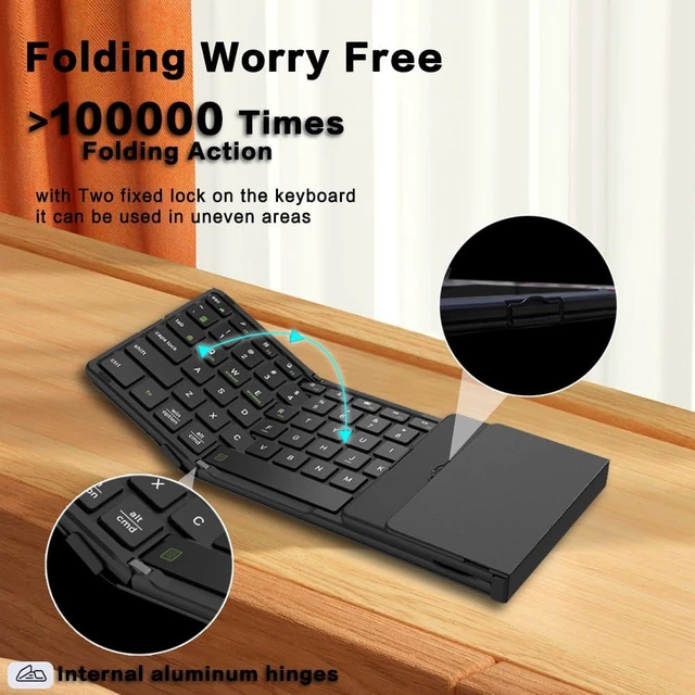 Alt view image 12 of 12 - Foldable Bluetooth Keyboard, 4-Channel Wireless, Multi-Device Rechargeable, Compatible with Windows, Mac, Android, iOS