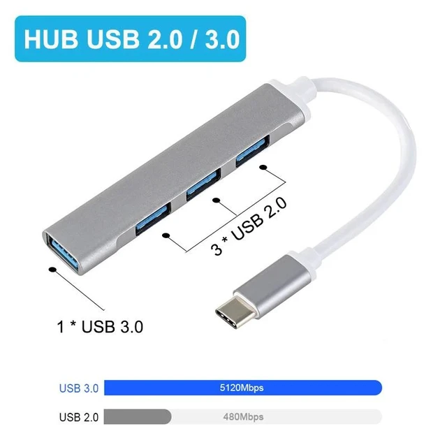 Alt view image 9 of 12 - USB C HUB 3.0 Type C 3.1 4 Port Multi Splitter Adapter OTG For Xiaomi Lenovo Macbook Pro 13 15 Air Pro PC Computer Accessorieswhite-Type C 3.1Silver
