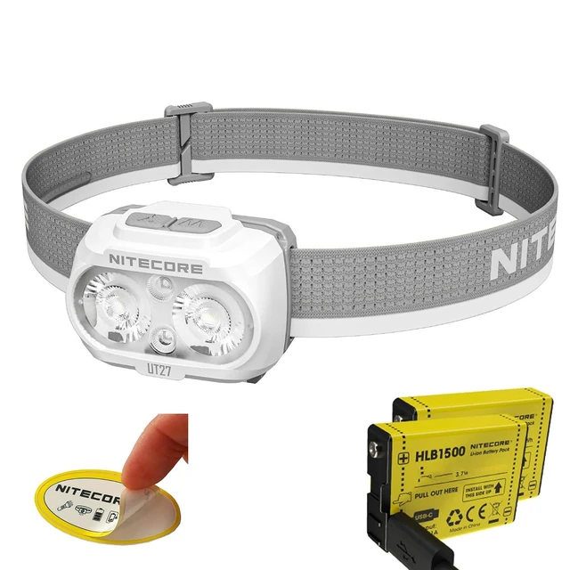Alt view image 8 of 14 - UT27 MCT Pro 800 Lumen Running Headlamp USB-C Rechargeable Dual Power with Multi-Color Temperatures Red Light Lightweight Trail Hiking Camping Sticker (White)