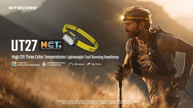 Alt view image 9 of 14 - UT27 MCT Pro 800 Lumen Running Headlamp USB-C Rechargeable Dual Power with 3 Color Temperatures Red Light Lightweight Trail Hiking Camping Sticker (Black)
