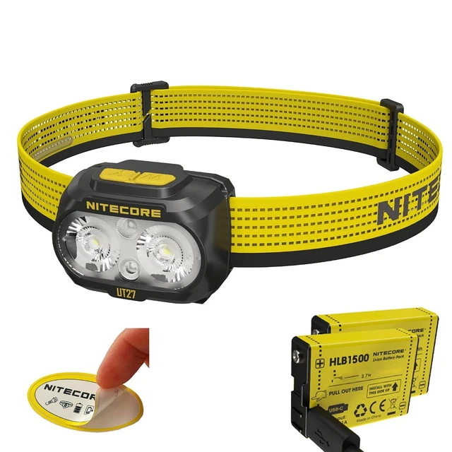 Alt view image 8 of 14 - UT27 MCT Pro 800 Lumen Running Headlamp USB-C Rechargeable Dual Power with 3 Color Temperatures Red Light Lightweight Trail Hiking Camping Sticker (Black)