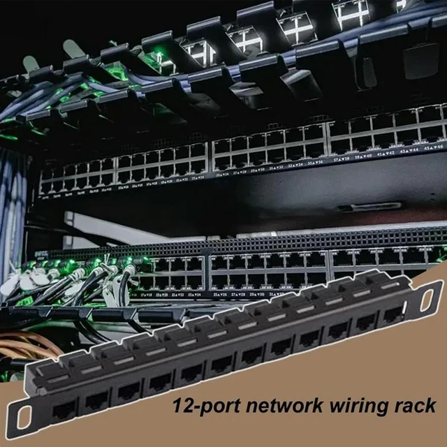 Alt view image 6 of 6 - Network Wire Organizer Rack For Cord Management 12 Port Patch Panel Unshielded Cat5e/Cat6 Cable