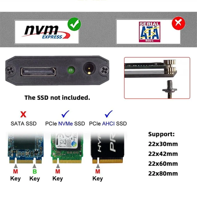 Alt view image 13 of 14 - Oculink SFF-8612 SFF-8611 to M.2 NGFF M-Key to NVME PCIe SSD 2280 SSD Enclosure Adapter for Mainboard