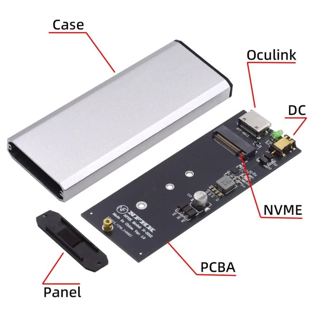 Alt view image 14 of 14 - Oculink SFF-8612 SFF-8611 to M.2 NGFF M-Key to NVME PCIe SSD 2280 SSD Enclosure Adapter for Mainboard