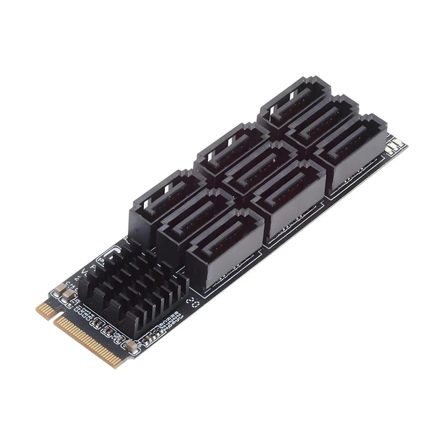 Alt view image 8 of 14 - NGFF NVME M-Key PCI Express M.2 to 9 Ports SATA 3.0 6Gbps Adapter Converter Hard Drive Extension Card 2280 for NAS Computer