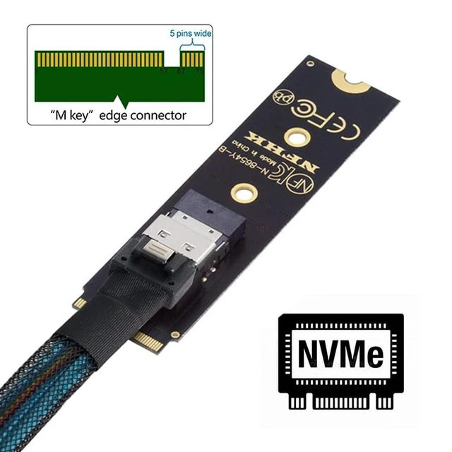 Alt view image 9 of 14 - NGFF M-Key NVME Male to Female Extension Cable 40cm with SFF-8654 Connector for Mainboard SSD 2280/22110