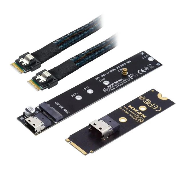 Alt view image 8 of 14 - NGFF M-Key NVME Male to Female Extension Cable 40cm with SFF-8654 Connector for Mainboard SSD 2280/22110
