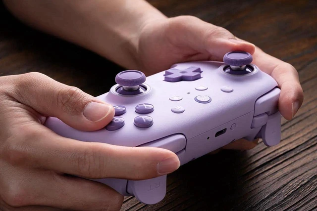 Alt view image 3 of 6 - 8Bitdo Ultimate 2C Wireless Controller for Windows PC and Android, Gamepad with 1000Hz Polling Rate, Remappable L4/R4 Bumpers, Rumble Vibration and Turbo Function Orange Purple