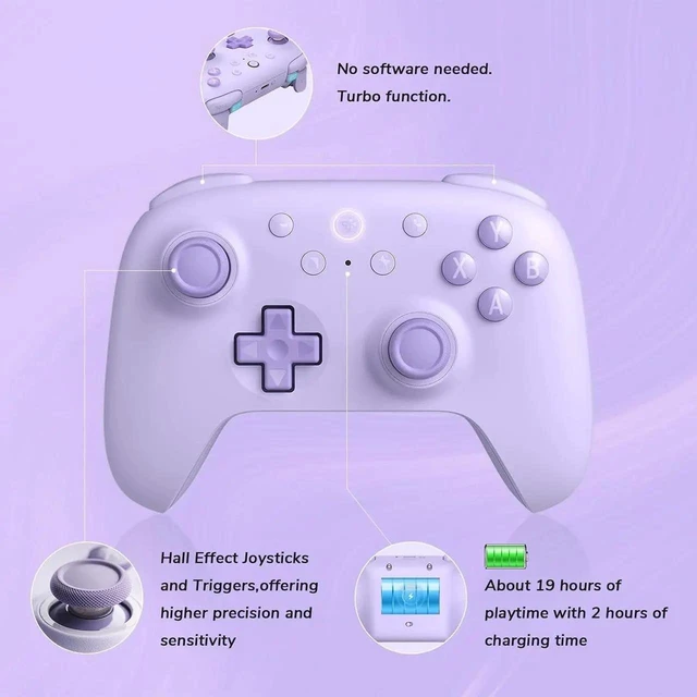 Alt view image 4 of 6 - 8Bitdo Ultimate 2C Wireless Controller for Windows PC and Android, Gamepad with 1000Hz Polling Rate, Remappable L4/R4 Bumpers, Rumble Vibration and Turbo Function Orange Purple