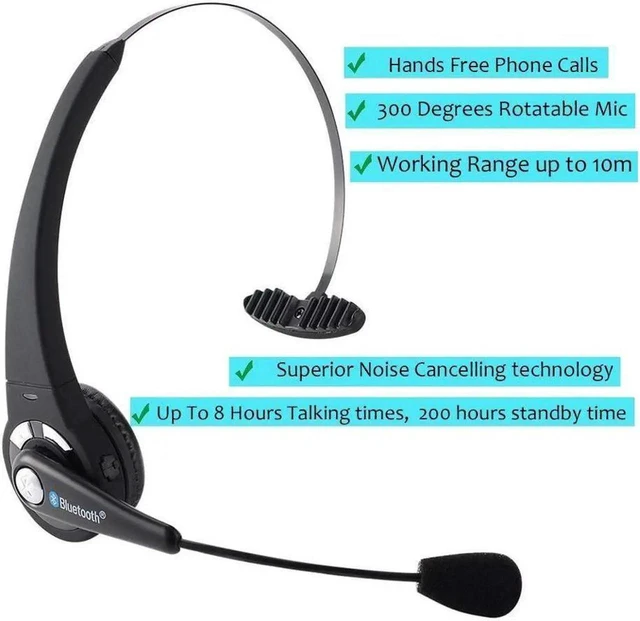 Alt view image 6 of 6 - Over the Head Bluetooth Headphone for PS3 Cell Phone Headset Office Wireless Headset With Mic Handsfree Calling for PS3 Skype Truck Driver iPhone Android Smartphoens