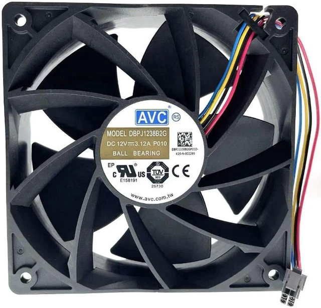 Alt view image 3 of 5 - Miner Mining Cooling Fan 7000RPM High Speed 120mm 12cm 12038 1238 12V Dual Ball Bearing 120X120X38mm DBPJ1238B2G GPU Miner