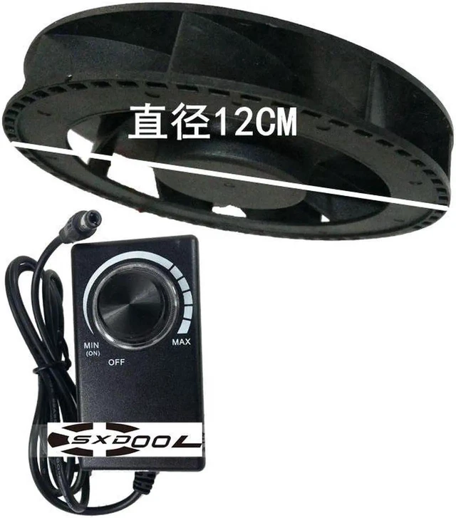 Main image of Diameter 12cm Round Cooling Fan 12V Delefun Air Purifier Silent Fan Adjustable Power Supply w/controller