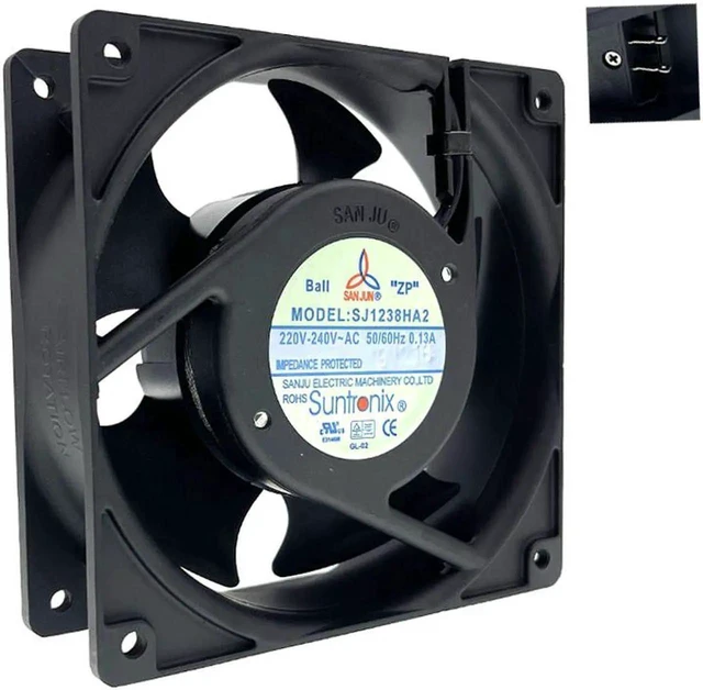 Main image of 220V Fan Metal NEW Suntronix SANJUN SJ1238HA2 120mm 12cm 12038 220V 240V 0.13A 12038 Metal Fan Leaf Impeller Axial Cooling Fan
