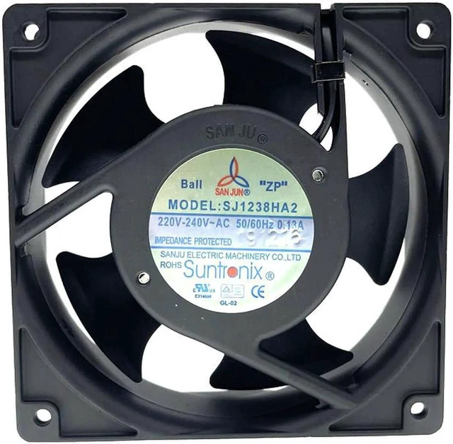 Alt view image 3 of 5 - 220V Fan Metal NEW Suntronix SANJUN SJ1238HA2 120mm 12cm 12038 220V 240V 0.13A 12038 Metal Fan Leaf Impeller Axial Cooling Fan
