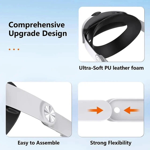 Alt view image 5 of 6 - RGB VR Headset for O-cu-lus/Me-ta Quest 3/3S Head Strap with 10000mAh Battery, Rechargeable Elite Strap Extend 4-6H Playtime and Adjustable for VR Headset Compatible with Quest 3/3S Accessories