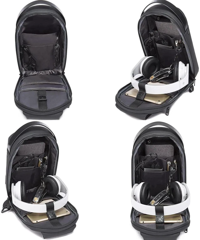 Alt view image 2 of 7 - Sling Bag, Waterproof Men Chest Bag Leather Shoulder bags Crossbody Sling Backpack Large Capacity Travel Messenger Bag