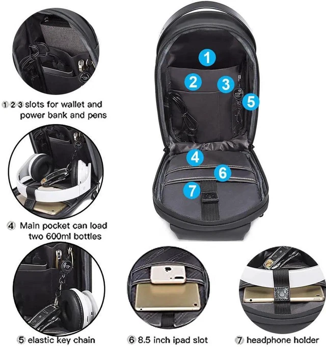 Alt view image 5 of 7 - Sling Bag, Waterproof Men Chest Bag Leather Shoulder bags Crossbody Sling Backpack Large Capacity Travel Messenger Bag