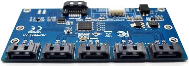 Alt view image 7 of 7 - SATA Expansion Riser Card 1 to 5 Port SATA3.0 6Gbps Multiplier Controller Adapter Module for PC Motherboard