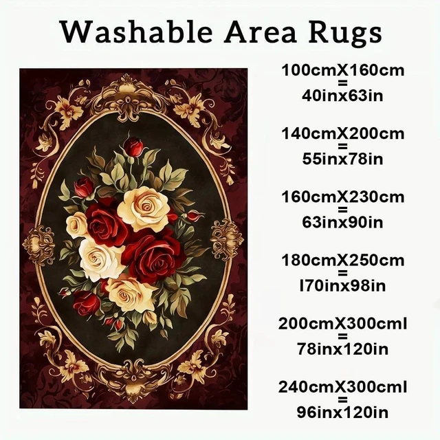 Alt view image 3 of 7 - Vintage Baroque Rose Pattern carpet flooring Luxury Decorative Floor Mat for Living Room Bedroom Home Decor