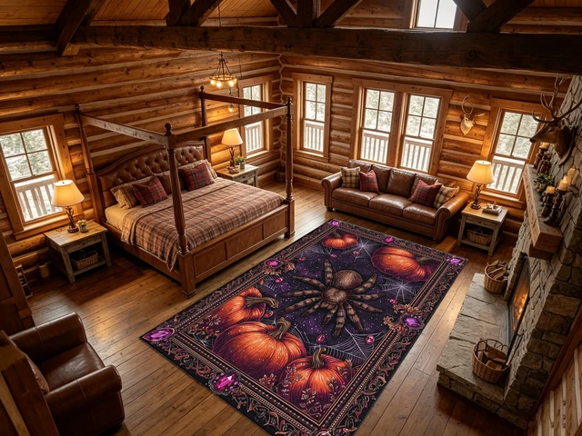Alt view image 6 of 7 - Halloween Spider Pumpkin Print Washable Rectangle Area Rug, Decorative Floor Carpet for Living Room Bedroom, Multiple Sizes 6x10,6x8,5x7,4x6,3x5