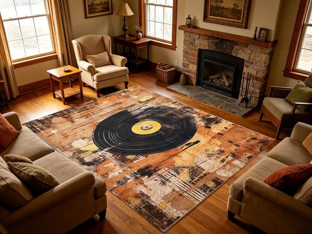 Alt view image 6 of 7 - Vintage Vinyl Record Print Washable Rectangle Area Rug, Decorative Indoor Floor Carpet for Living Room Bedroom Dining Room, Multiple Sizes 6x10,6x8,5x7,4x6,3x5