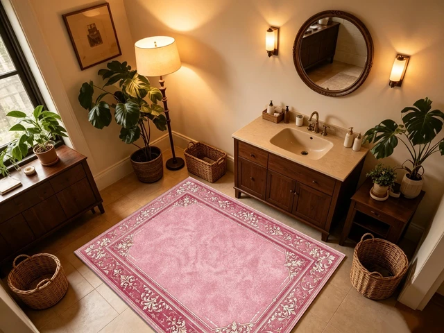 Alt view image 7 of 7 - Pink Vintage Border Print Washable Rectangle Area Rug, Decorative Indoor Floor Carpet for Living Room Bedroom Dining Room, Multiple Sizes 6x10,6x8,5x7,4x6,3x5
