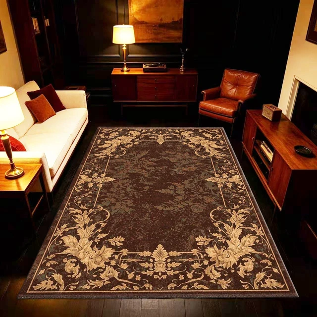 Alt view image 3 of 7 - Vintage Border Floral Print Washable Rectangle Area Rug, Decorative Indoor Floor Carpet for Living Room Bedroom Dining Room, Multiple Sizes 6x10,6x8,5x7,4x6,3x5